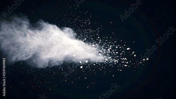 Fototapeta Closeup of white dust particle splash isolated