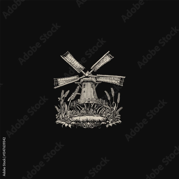 Fototapeta windmill design vector template illustration