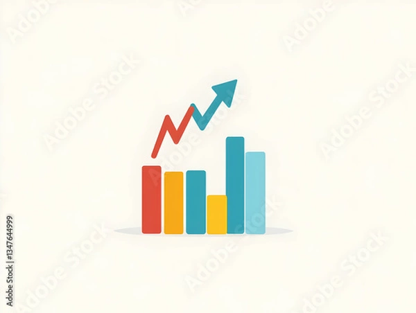 Fototapeta Upward trending bar graph, growth chart, business success