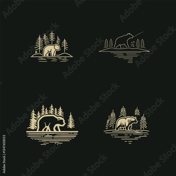 Fototapeta bear in the forest design vector template illustration