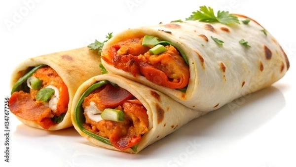 Fototapeta chicken and vegetable wrap
