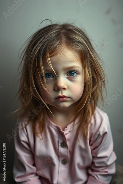 Obraz The portrait of the thoughtful child. AI image