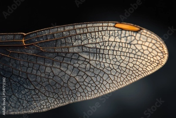 Fototapeta Close-up of a dragonfly's wing, showcasing intricate vein network and texture.