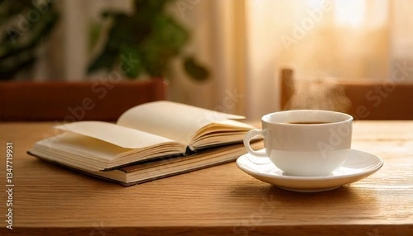 Fototapeta coffee cup and notebook (inside coffee shop) 3