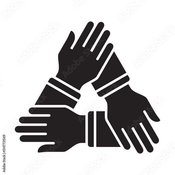 Fototapeta Cooperation icon. Teamwork icon. Hand icon symbol for work together, solidarity, unity, humanity and togetherness.