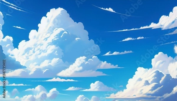 Obraz clouds in a clear sky 01 anime background 2d illustration