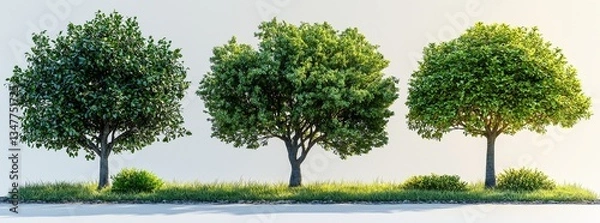 Obraz A set of 3D render PNG images featuring cutout shapes of trees from the jungle rain forest