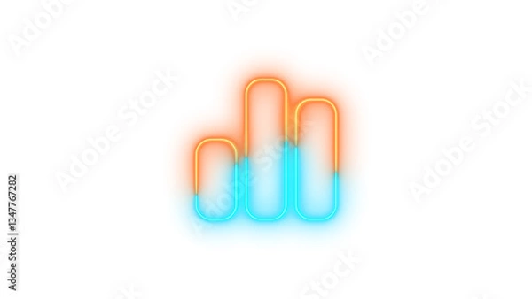 Fototapeta Neon chart simple icon brown cyan color glowing with transparent background
