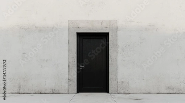 Fototapeta A striking, simple graphic of a black door icon placed on a neutral grey backdrop, highlighting the door's outline with a sharp, modern, and minimalist look.