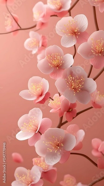 Obraz Delicate Pink Blossom Branches Springtime Floral Beauty