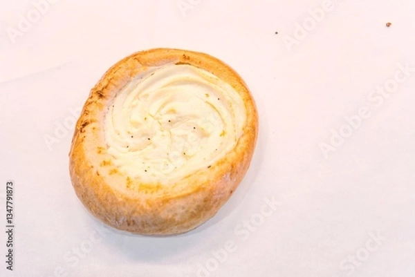 Fototapeta Top View of Traditional Czech Quark Koláč Pastry