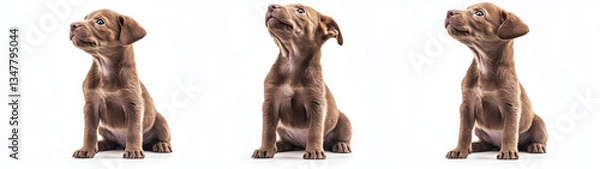 Fototapeta Adorable Brown Puppy Sitting with Curious Expression