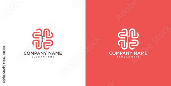 Fototapeta Initial F heart logo design. Love icon vector illustration