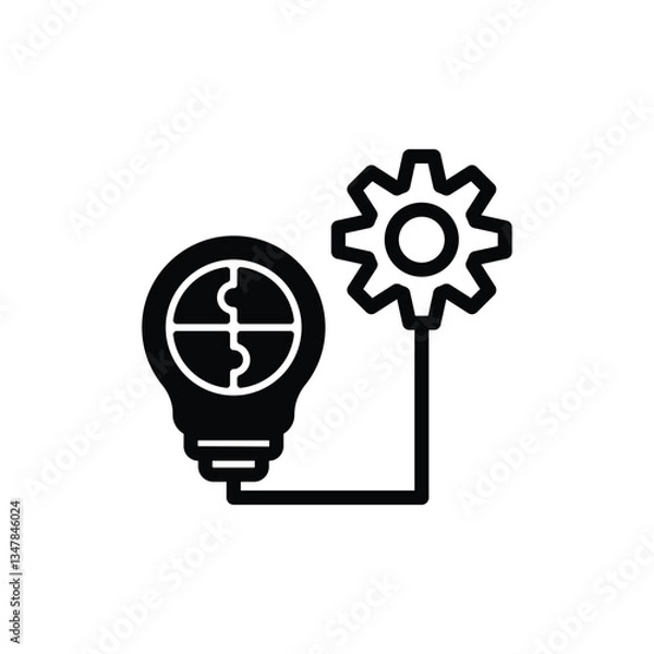 Fototapeta Lightbulb Puzzle with Gear Wheel Represents Creative Problem Solving Solution