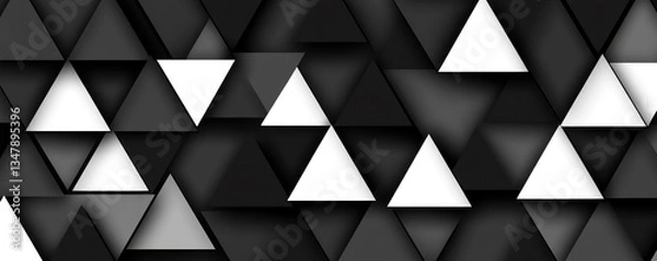 Obraz A black and white image of triangles. The image is abstract and has a modern feel to it