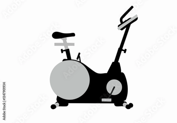 Obraz Indoor Stationary Exercise Cycle Silhouette. Vector image