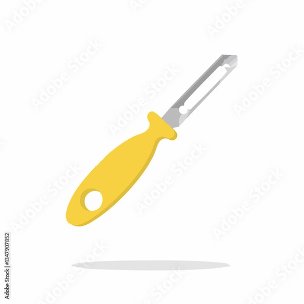 Obraz Yellow handled vegetable peeler illustration. Vector image