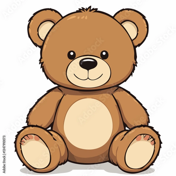 Fototapeta Cute Brown Teddy Bear Sitting Down. Vector image