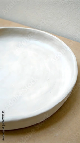 Obraz Empty ceramic plate a neutral table perfect fo