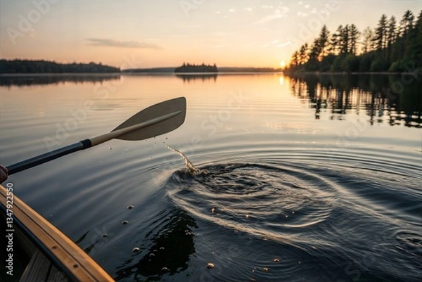Obraz Rowing Oar Dipped in Still Water