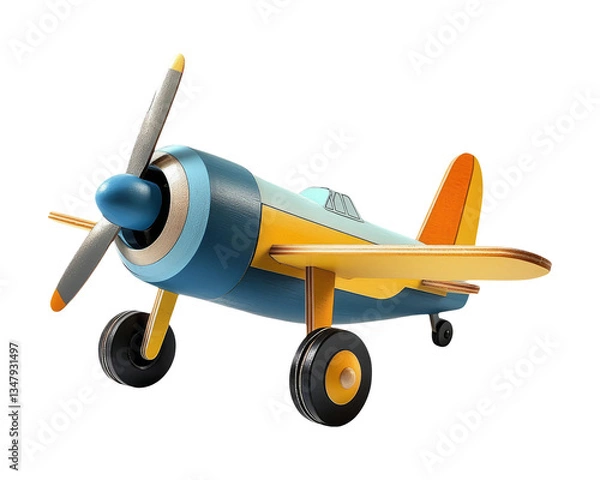 Obraz Colorful Wooden Toy Airplane Model for Children and Decorative Use