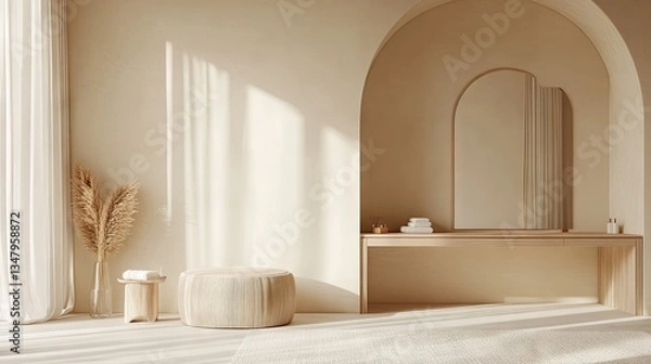 Fototapeta A bright and airy dressing space featuring a  cm dressing table with a touch of playful design
