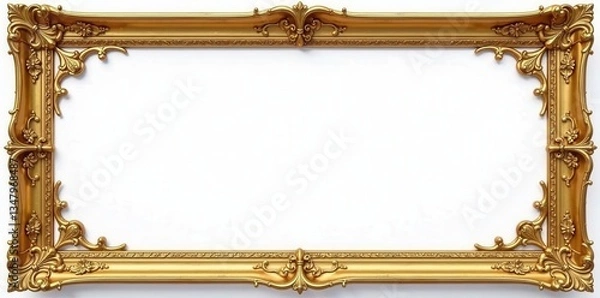 Fototapeta Ornate gold border frame set vector, borders, frames, decorative