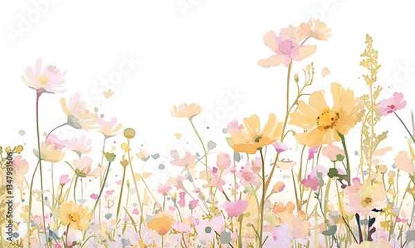 Obraz Creative 2D Doodle Floral Illustrations on White Background