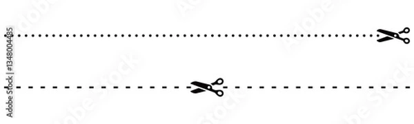 Fototapeta きりとり線とハサミのシンプル素材