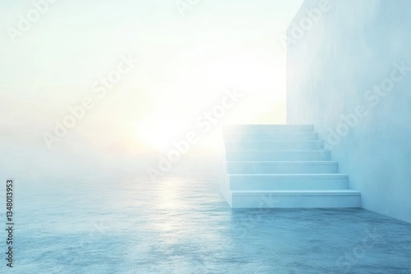 Fototapeta Serene Staircase in Soft Light with Ethereal Atmosphere
