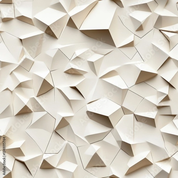 Obraz Abstract Textured Surface with Off-White 3D Polygonal Shapes Creating a Fragmented Mountainous Effect for Artistic Design and Inspiration