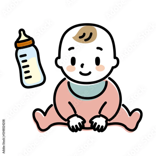 Fototapeta 赤ちゃんと哺乳瓶