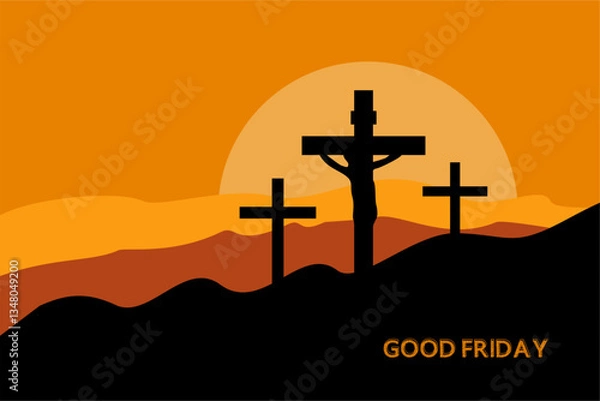 Fototapeta Good friday background with Jesus Christ  illustration vector.