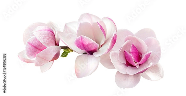 Fototapeta tender pink magnolia flowers isolated on transparent background