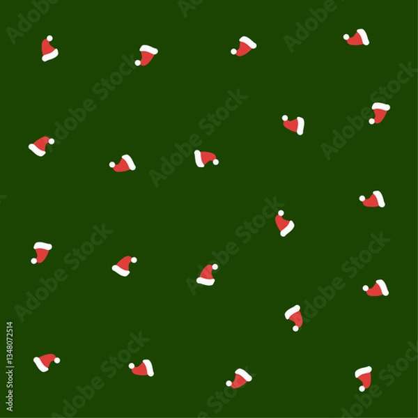 Fototapeta a green background with a lot of red and white hats