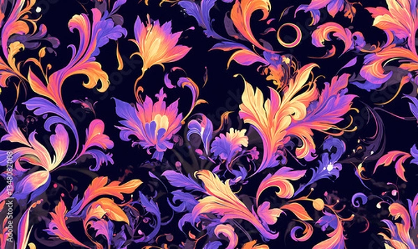 Obraz Creative 2D Doodle seamless pattern Floral or flower Illustrations