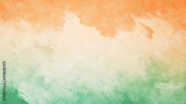 Fototapeta Abstract Tricolor Texture with Painted Effect in Saffron White and Green