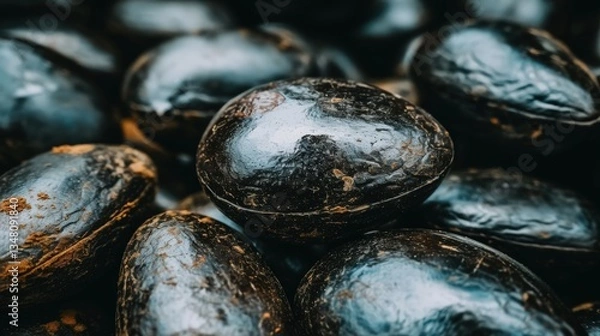 Obraz Dark Roasted Cacao Beans Closeup