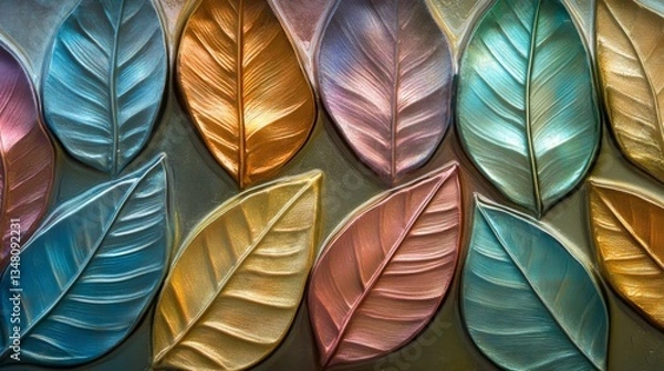 Obraz Vibrant Tropical Leaves Displaying Rich Colors and Textures