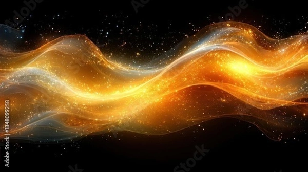 Fototapeta Golden Energy Waves Abstract Background Design