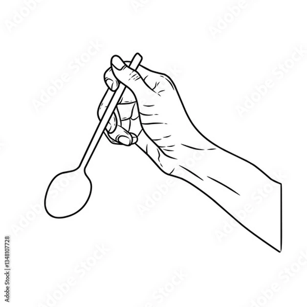 Fototapeta vector hand with a pose holding a spoon