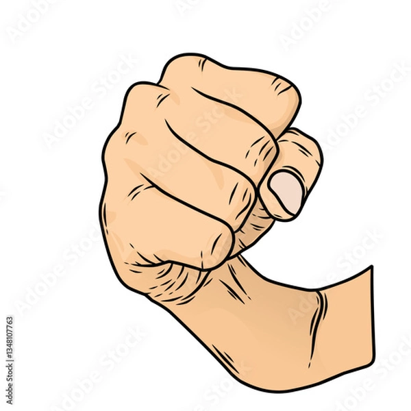 Fototapeta vector hand with clenched fist pose, a sign of spirit or fighting