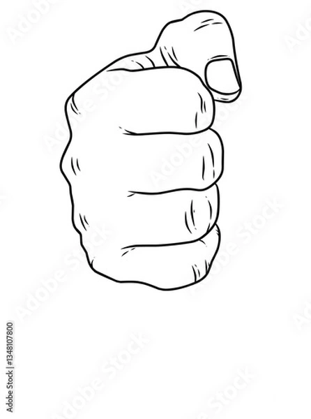 Fototapeta vector hand with clenched fist pose, a sign of spirit or fighting