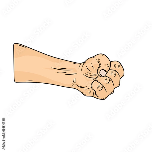 Fototapeta vector hand with clenched fist pose, a sign of spirit or fighting