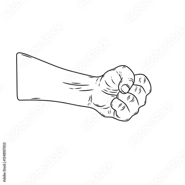 Fototapeta vector hand with a pose of clenching the fist tightly