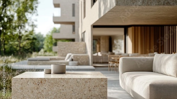 Fototapeta Modern Minimalist Design: Exterior and Interior Shots of Clean Lines, Simple Shapes, and Serene Spaces for Architecture Magazines and Design Blogs