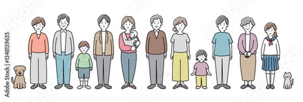 Obraz 家族イラスト　全身