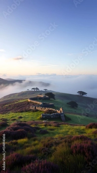 Fototapeta Serene Dawn Over Rolling Hills