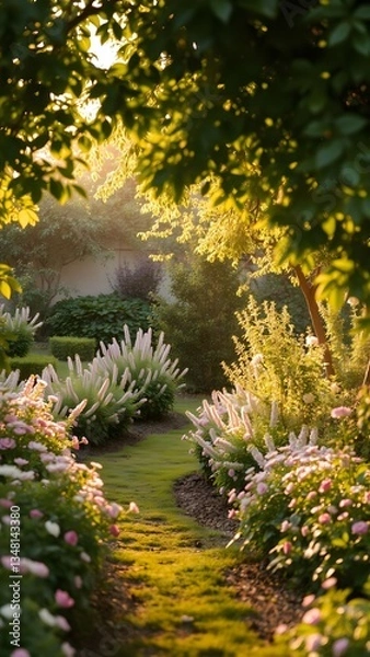 Fototapeta Serene Garden Path in Morning Light