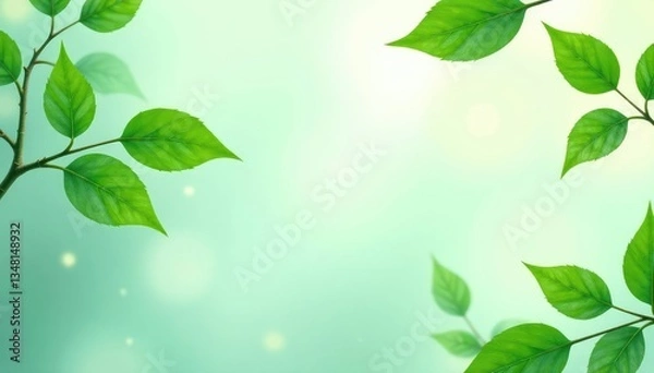 Fototapeta Subtle repeating foliage motif, delicate green and white hues , pastel, green